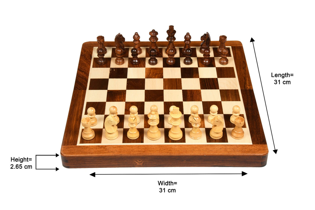 12″ Travel Folding Magnetic Chess Set – Sheesham & Maple Wood