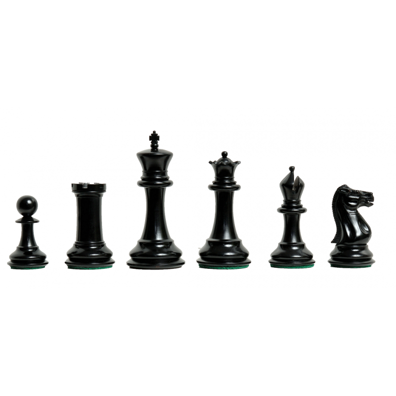 1851 Morphy Antique Reproduction Chess Pieces – Ebony & Antiqued Boxwood, 4.4" King