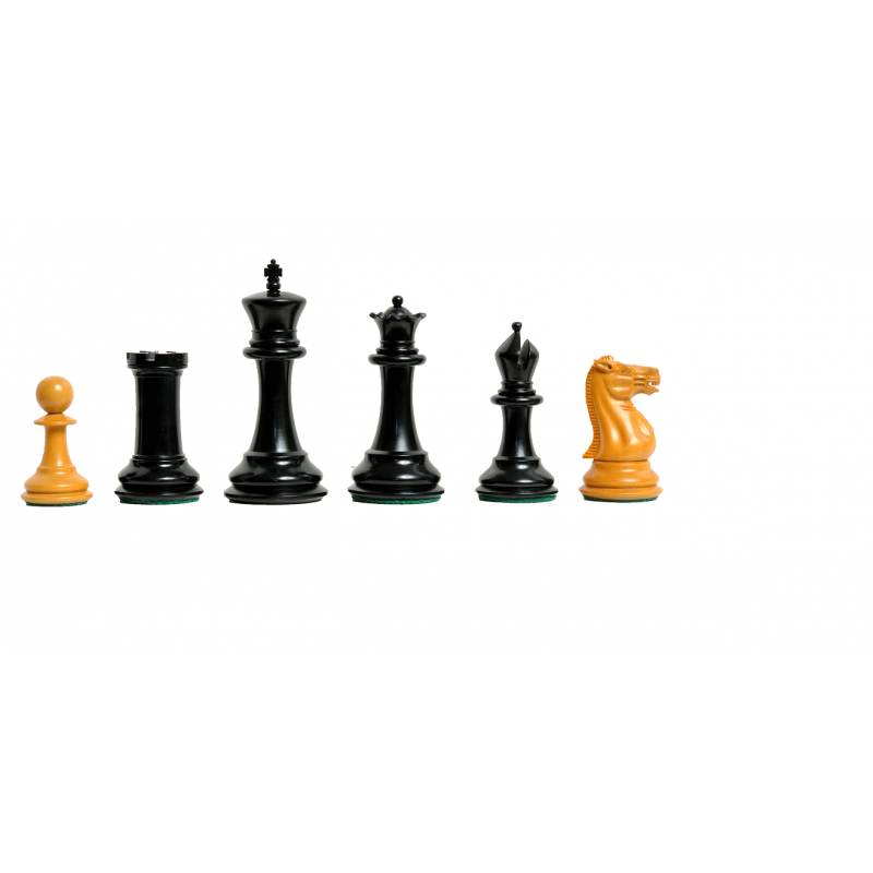 1851 Morphy Antique Reproduction Chess Pieces – Ebony & Antiqued Boxwood, 4.4" King