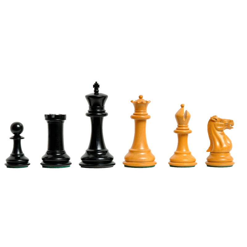 1851 Morphy Antique Reproduction Chess Pieces – Ebony & Antiqued Boxwood, 4.4" King