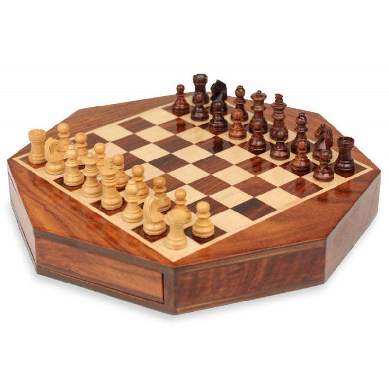 9" Oktagonales Reise-Magnetschachspiel – Tragbares, faltbares Spiel