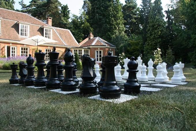 Uber Games Garden Chess – Giant Outdoor Chess Pieces (up to 30 cm) with Bag, Base & Mat