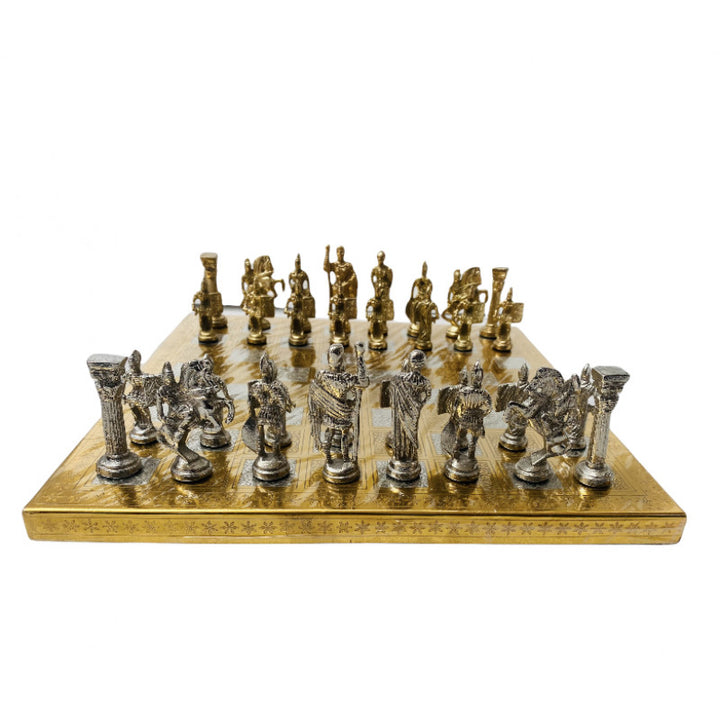 14″ Brass Figure Metal Chess Set – Hand-Carved Soviet Style