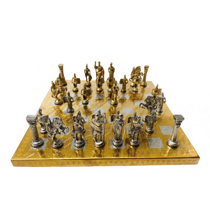 14″ Brass Figure Metal Chess Set – Hand-Carved Soviet Style