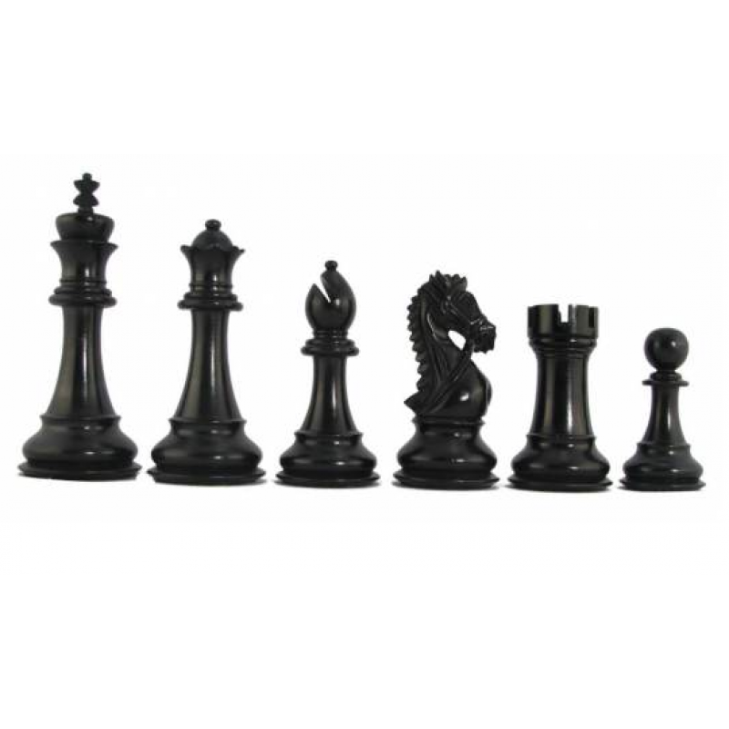 King’s Bridal Chess Pieces – 3″ Ebonised Wood Weighted Set