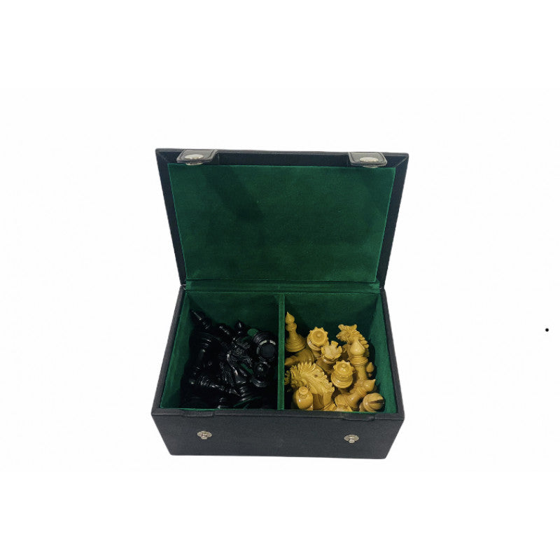 Camelot Chess Set 3.25" – Ebony Pieces with 19" Board & Storage Box