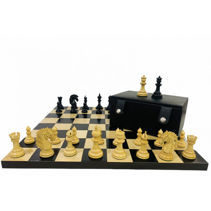 Camelot Chess Set 3.25" – Ebony Pieces with 19" Board & Storage Box