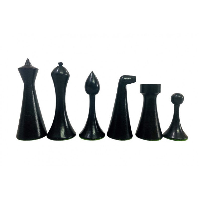 Minimalist Hermann Ohme Chess Set 3.6" – Ebonised Pieces & Borderless Board