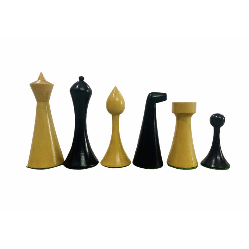 Minimalist Hermann Ohme Chess Set 3.6" – Ebonised Pieces & Borderless Board