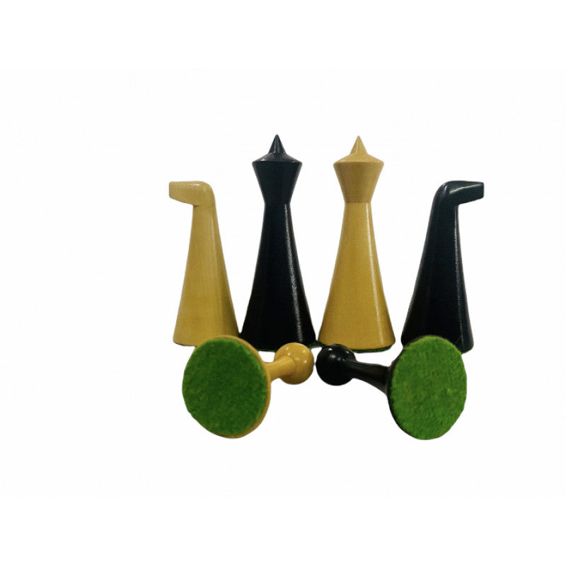 Minimalist Hermann Ohme Chess Set 3.6" – Ebonised Pieces & Borderless Board