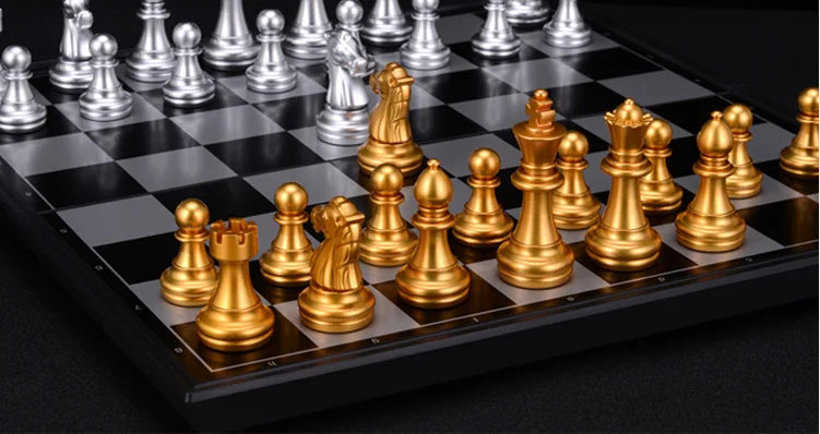 Medieval Folding Classic Chess Set With Chessboard