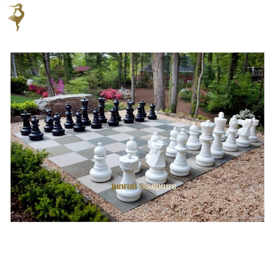 Custom Luxury Large Outdoor Cheap Marble Chess Set with Board White and Black