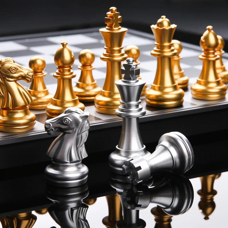 Medieval Folding Classic Chess Set With Chessboard