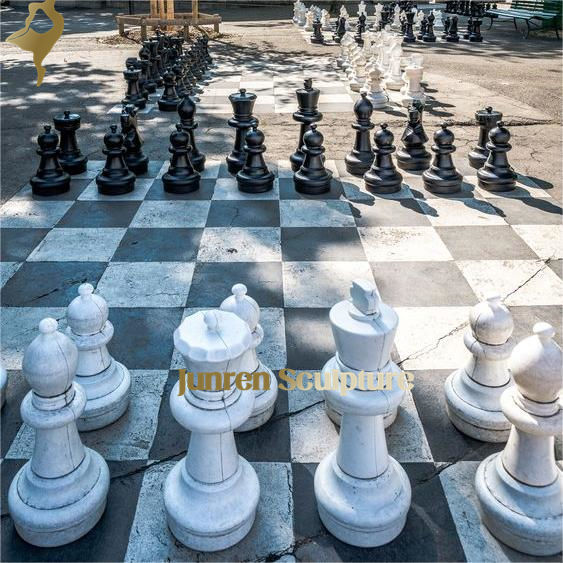 Custom Luxury Large Outdoor Cheap Marble Chess Set with Board White and Black