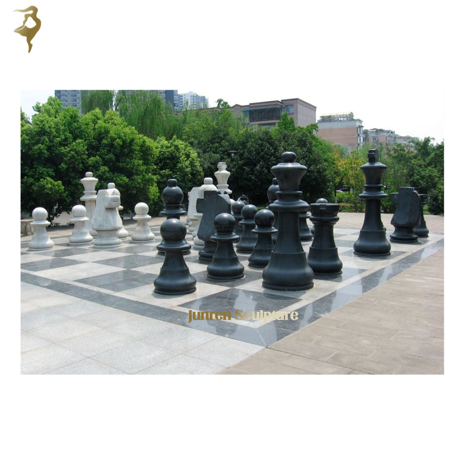 Custom Luxury Large Outdoor Cheap Marble Chess Set with Board White and Black