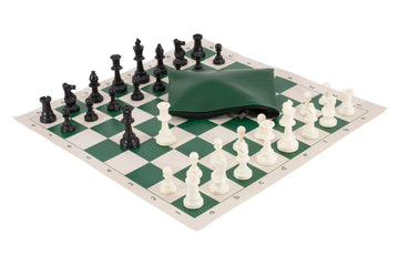 Basic Tournament Chess Set Combo – 3.75″ King | Vinyl Board + Bag