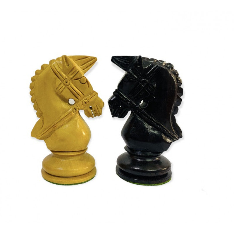 4" Royal Bridal Knight Chess Pieces – Rosewood & Boxwood Triple Weighted