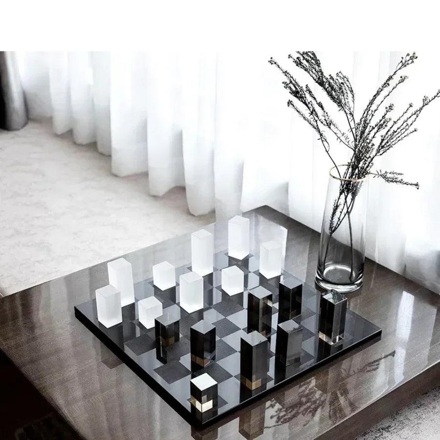 K9 Crystal Desktop Ornaments Home Decor Professional Retro Marble Chess