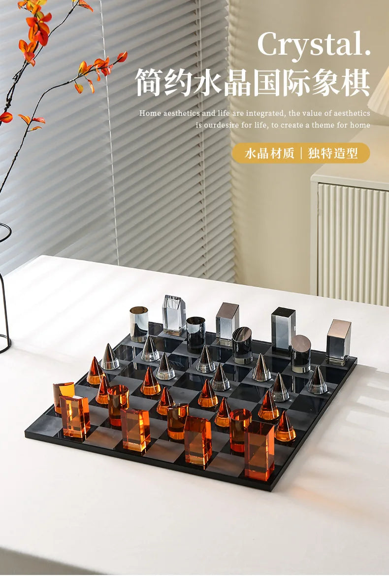 Geometric Crystal Chess Chessboard Clear Glass Chess