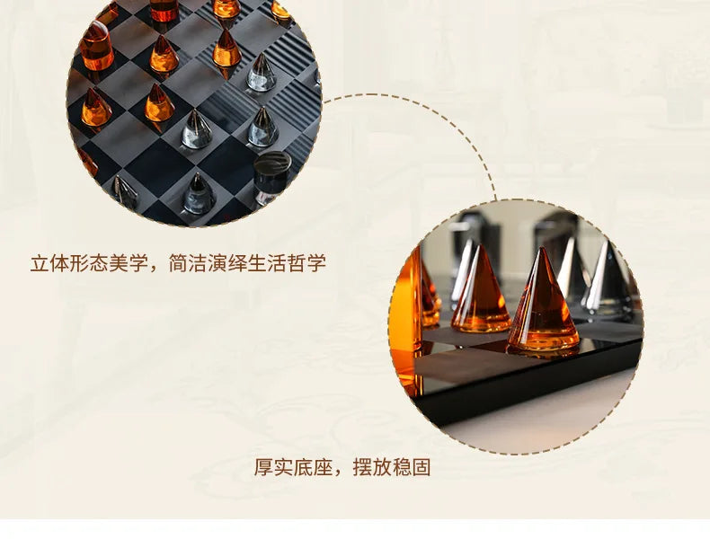 Geometric Crystal Chess Chessboard Clear Glass Chess