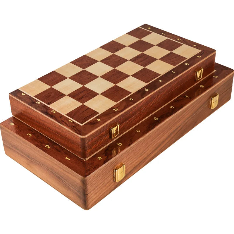 Top Grade Wooden Folding Chess Set – Large Walnut Chessboard & Classic Solid Wood Pieces