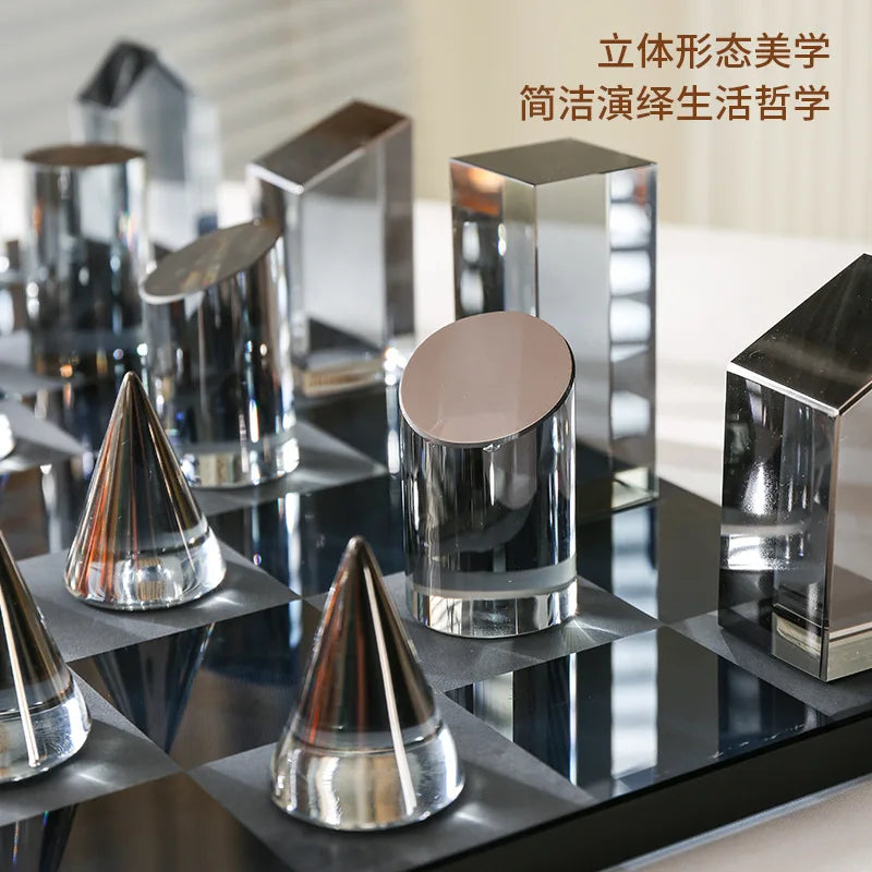Square Decorative Figurines Geometric Crystal Chess