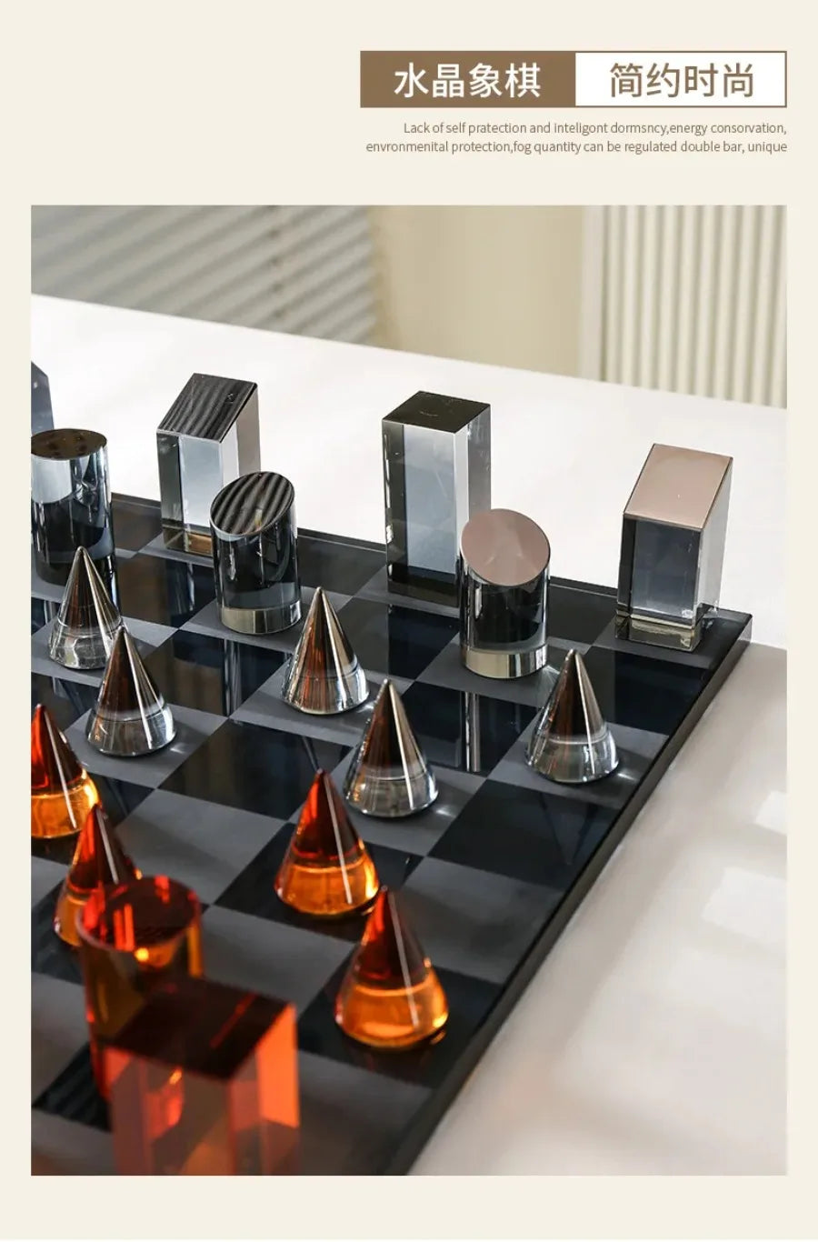 Geometric K9 Crystal Chess Chessboard Clear Glass Chess