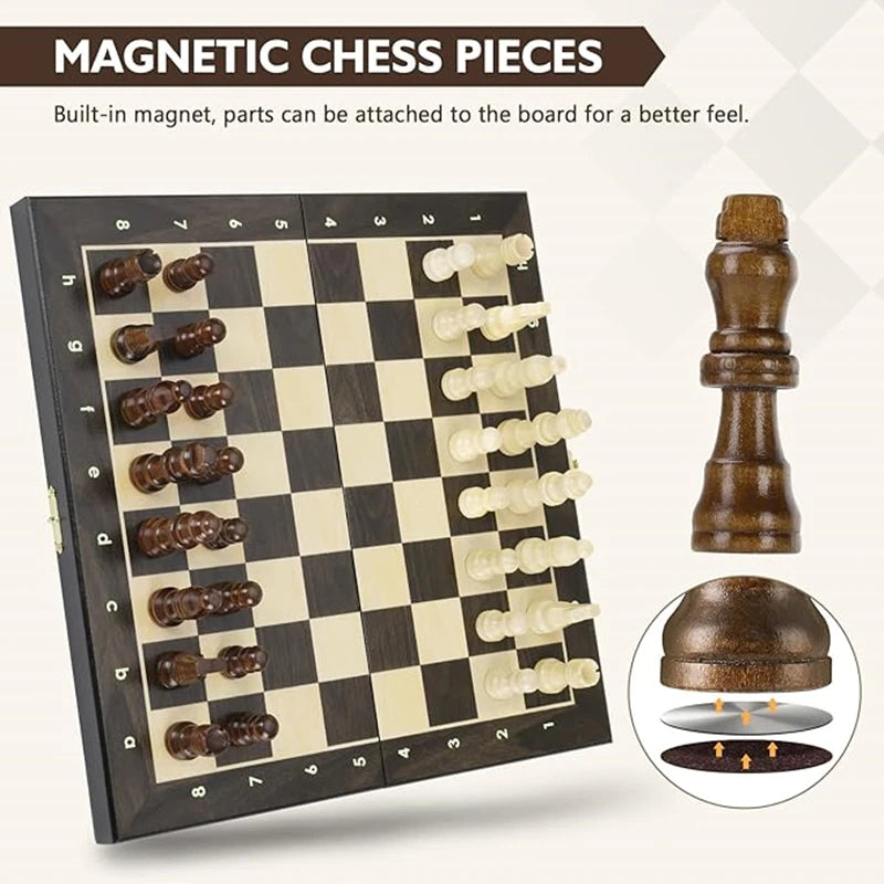 Travel Portable Chess 30/12 inch Wooden Chess Folding Board