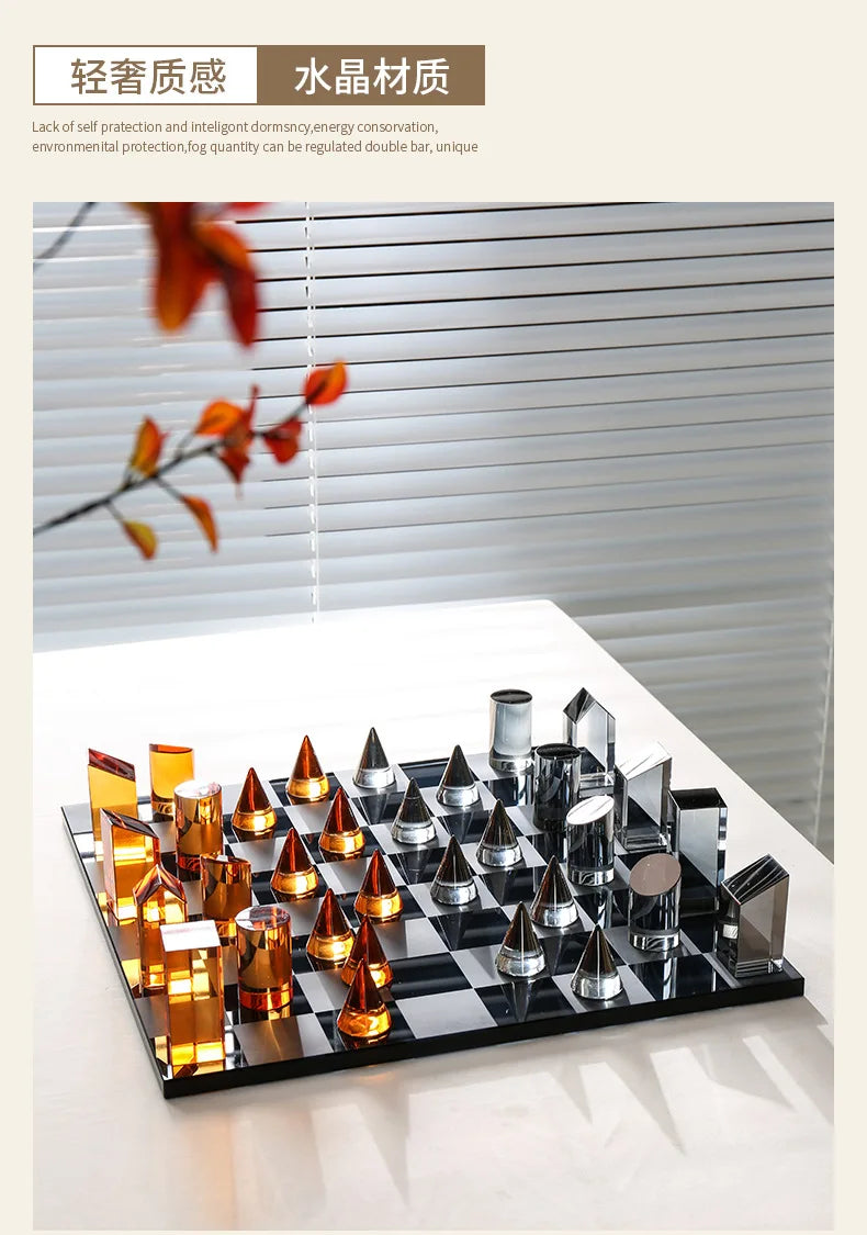 Geometric Crystal Chess Chessboard Clear Glass Chess