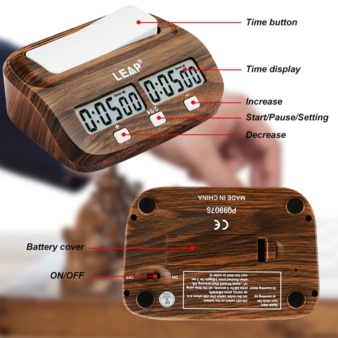 Knubbel Chess Set + LEAP Clock Gift Bundle