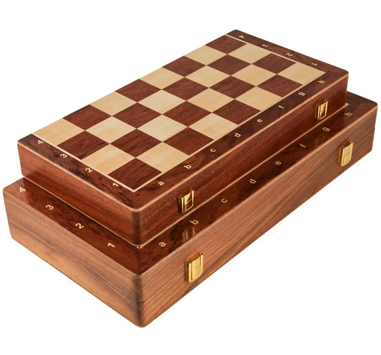Top Grade Wooden Folding Chess Set – Large Walnut Chessboard & Classic Solid Wood Pieces