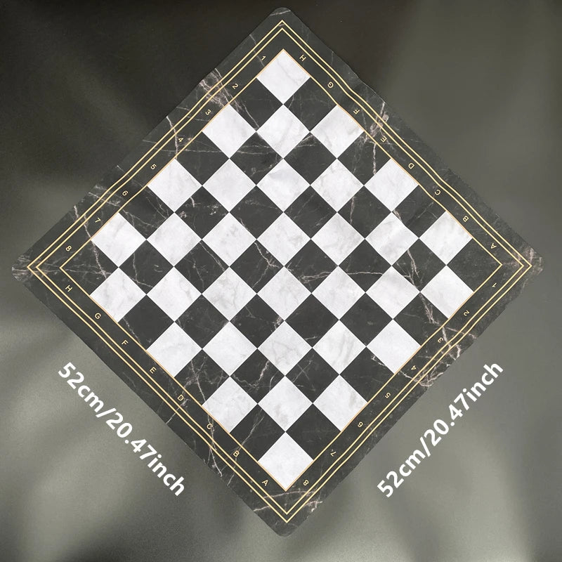 52cm Marble Soft Rubber Roll‑Up Chess Board | Large Tournament Mat
