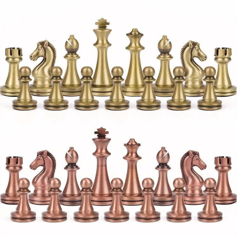 30 cm / 11.8 inch Antique Bronze Folding Chess Set with Alloy Weighted Pieces – Luxury Gift