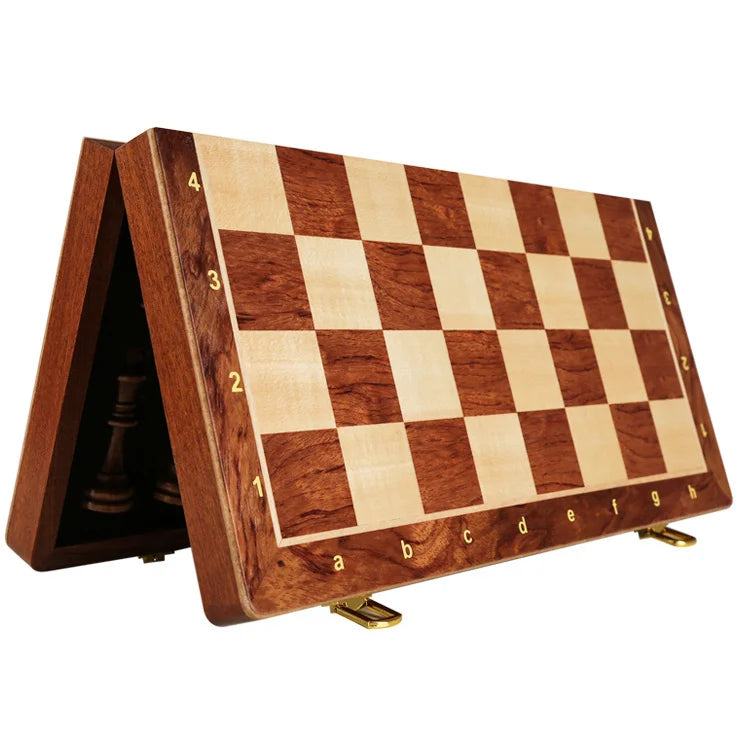 Top Grade Wooden Folding Chess Set – Large Walnut Chessboard & Classic Solid Wood Pieces