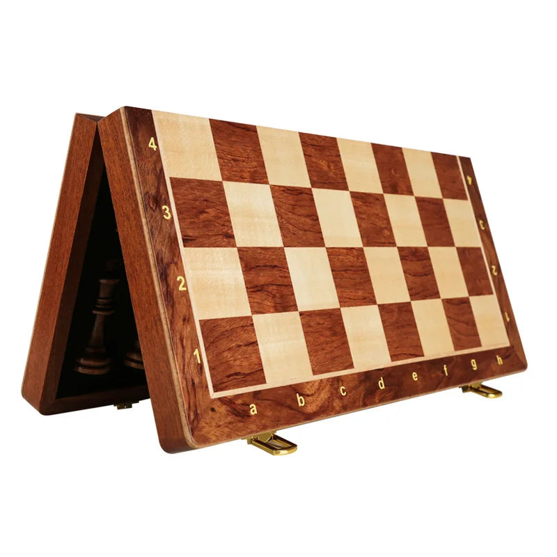 Top Grade Wooden Folding Chess Set – Large Walnut Chessboard & Classic Solid Wood Pieces