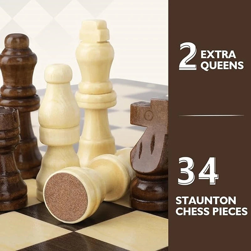 Travel Portable Chess 30/12 inch Wooden Chess Folding Board