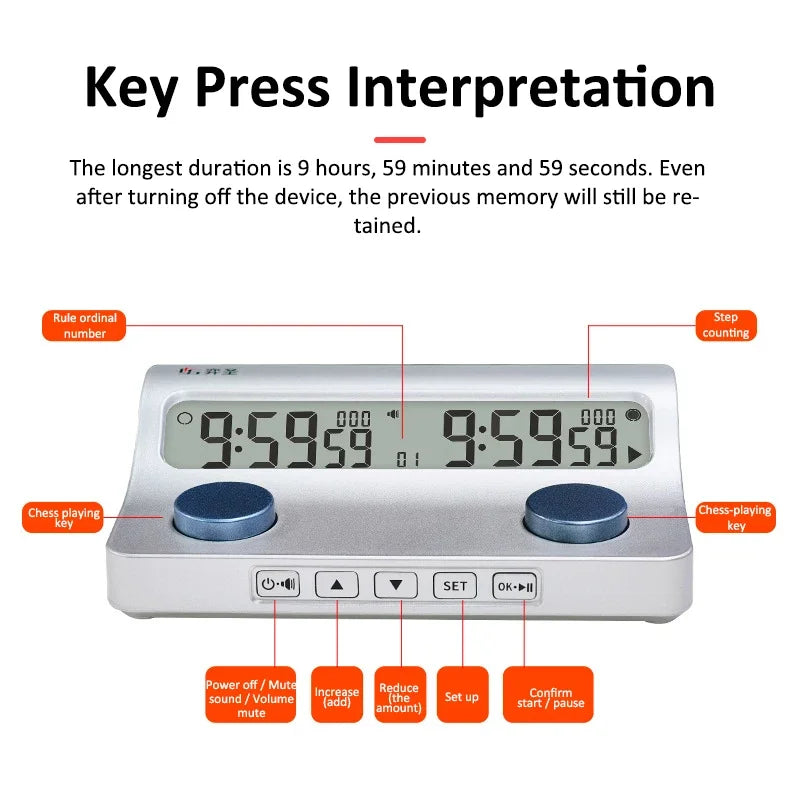 YS-905 Professional Chess Timer Clear and Long-Lasting Display Digital Chess