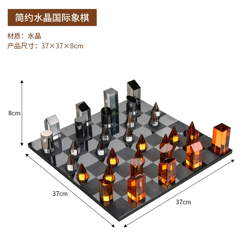 Square Decorative Figurines Geometric Crystal Chess