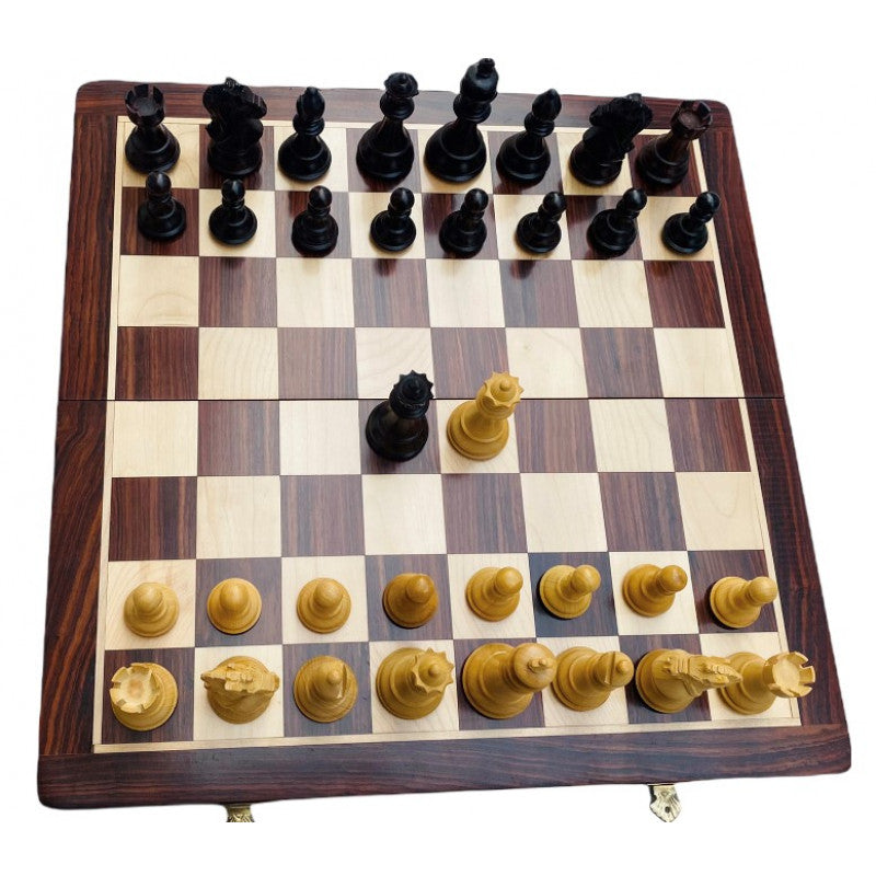 18" Rosewood Folding Chess Set – King’s Bridal 3.75" Pieces