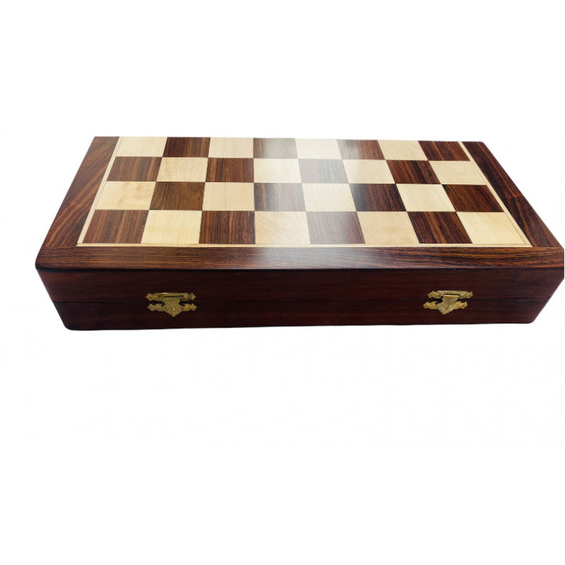 18" Rosewood Folding Chess Set – King’s Bridal 3.75" Pieces