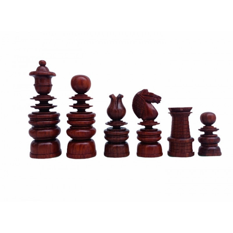4.3" Calvert Staunton Chess Pieces – Bud Rosewood & Boxwood, Heavily Weighted