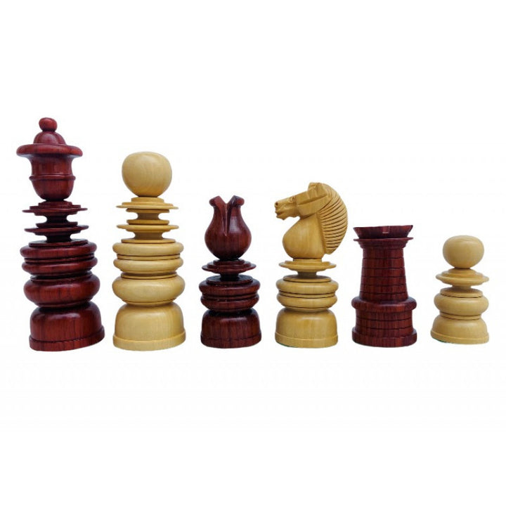 4.3" Calvert Staunton Chess Pieces – Bud Rosewood & Boxwood, Heavily Weighted