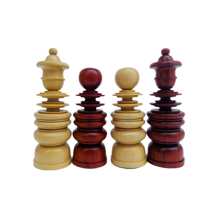 4.3" Calvert Staunton Chess Pieces – Bud Rosewood & Boxwood, Heavily Weighted