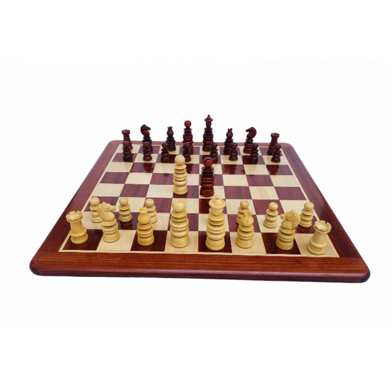 4.3" Calvert Staunton Chess Pieces – Bud Rosewood & Boxwood, Heavily Weighted