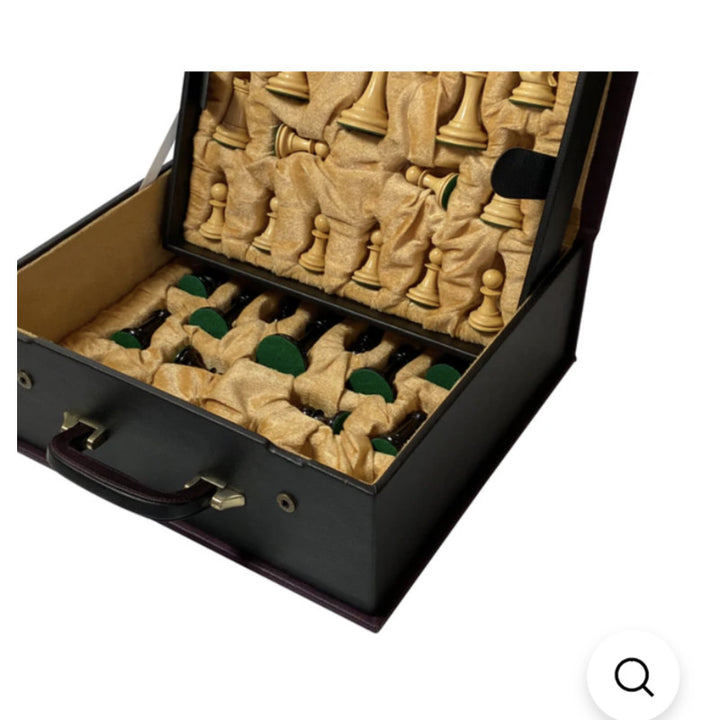 Luxury Twin Tier Leatherette Chess Presentation Case – For 4.25" to 5" King Chess Pieces
