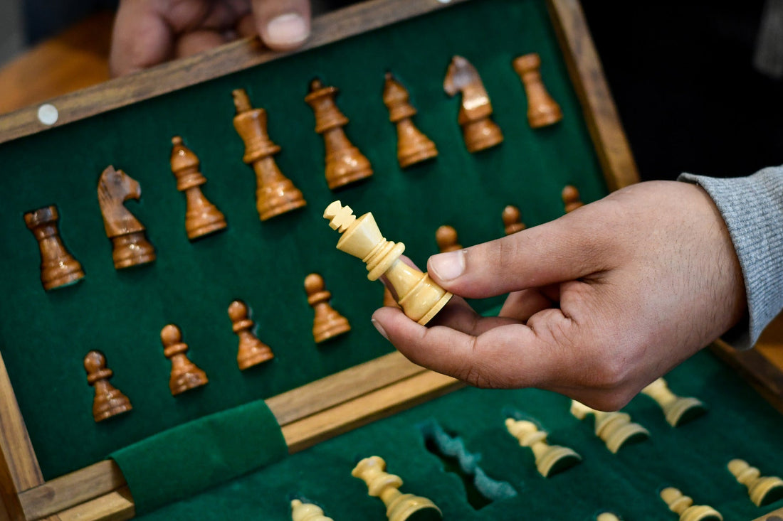 12″ Travel Folding Magnetic Chess Set – Sheesham & Maple Wood