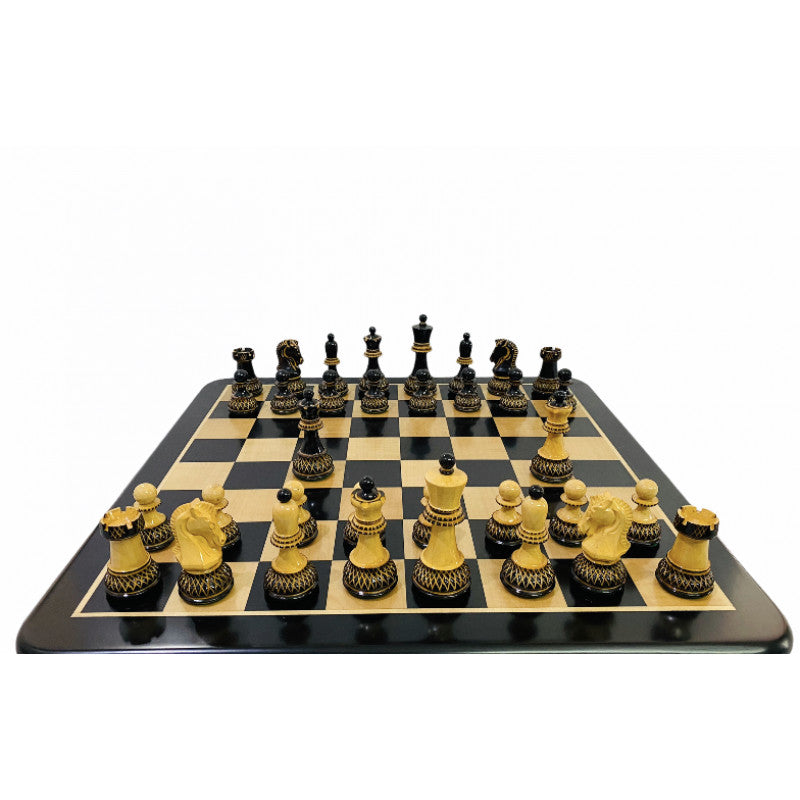 1950 Reproduced Dubrovnik Bobby Fischer Chessmen – 3.7" King Lacquered Boxwood