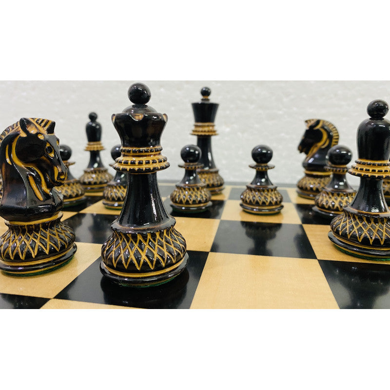 1950 Reproduced Dubrovnik Bobby Fischer Chessmen – 3.7" King Lacquered Boxwood