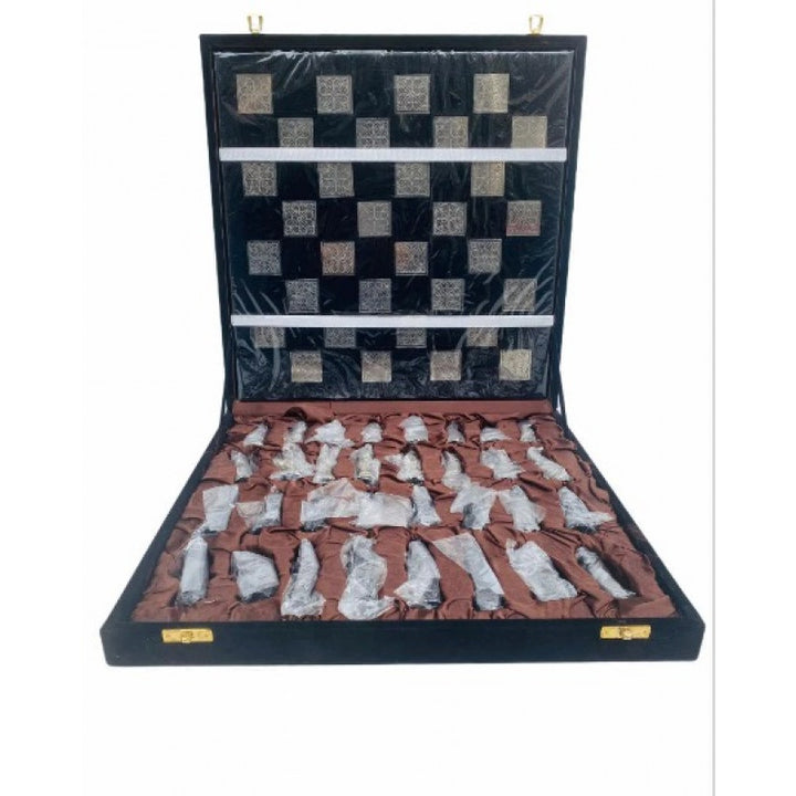 14″ Solid Brass Metal Chess Set – Hand-Carved Soviet Style