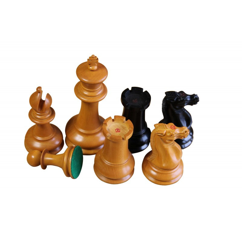 1851 Morphy Antique Reproduction Chess Pieces – Ebony & Antiqued Boxwood, 4.4" King